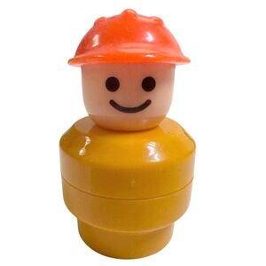 Vintage Fisher Price 'Chunky' Little People Yellow Construction Worker Figure